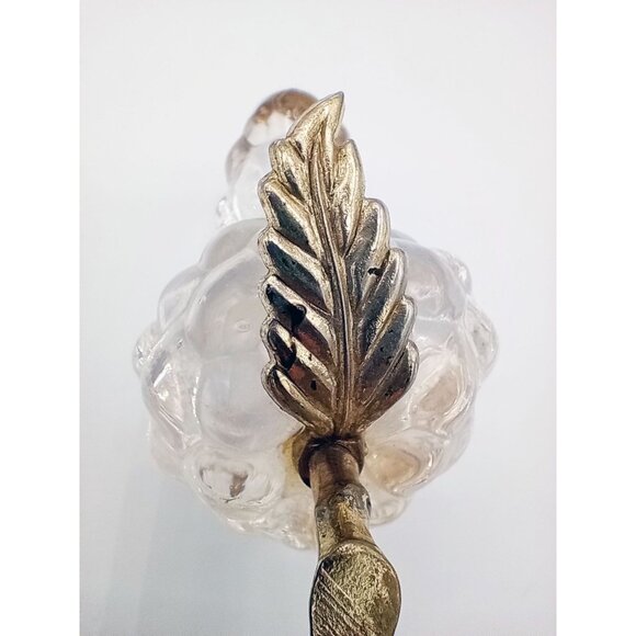 Paperweight Grapes Cluster Gold Leaf Clear Glass Vintage 4 Inch Kitchen Dining - Picture 12 of 14